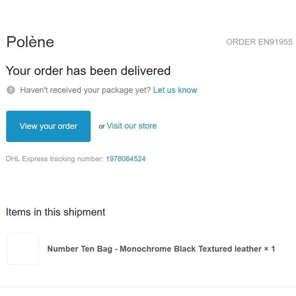 Polene Numero Dix (Number Ten Bag - Monochrome Black Textured leather) - Picture 13 of 15